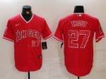 Los Angeles Angels #27 Mike Trout Red Stitched Jersey