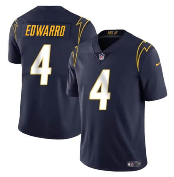 Los Angeles Chargers #4 Gus Edwards Navy Vapor Limited Stitched Jersey