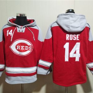 Cincinnati Reds #14 Pete Rose Red Ageless Must-Have Lace-Up Pullover Hoodie