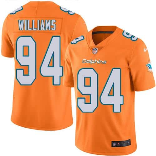 Dolphins #94 Mario Williams Orange Stitched Limited Rush Nike Jersey
