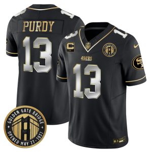 San Francisco 49ers #13 Brock Purdy Black F.U.S.E. Golden Gate Bridge With 1-Star C Patch Vapor Limited Stitched Jersey