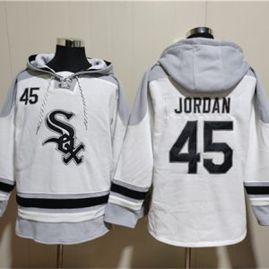 Chicago White Sox #45 Michael Jordan White Ageless Must-Have Lace-Up Pullover Hoodie