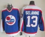 Jets #13 Teemu Selanne Blue White CCM Throwback Stitched Jersey