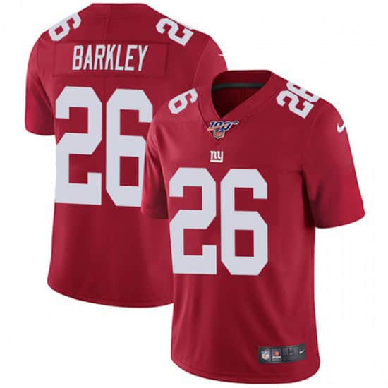 New York Giants 100th #26 Saquon Barkley Red Draft Vapor Untouchable Limited Stitched Jersey