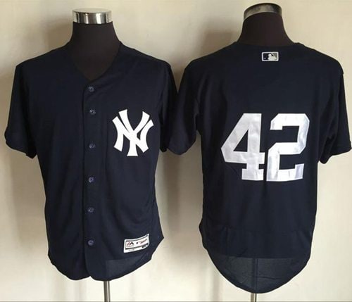 Yankees #42 Mariano Rivera Navy Blue Flexbase Authentic Collection Stitched Jersey