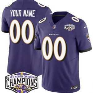 Baltimore Ravens Custom Purple F.U.S.E. 2024 AFC North Division Champions Vapor Limited Jersey