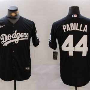 Los Angeles Dodgers #44 Vicente Padilla Black Cool Base Stitched Jersey