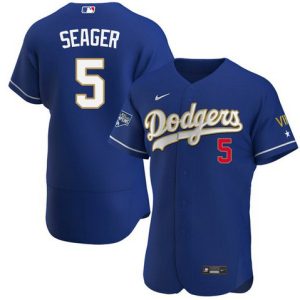 Los Angeles Dodgers #5 Corey Seager Royal Blue Championship Flex Base Sttiched Jersey