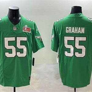 Philadelphia Eagles #55 Brandon Graham Green 2025 Super Bowl LIX Patch F.U.S.E. Throwback Vapor Untouchable Limited Stitched Jersey