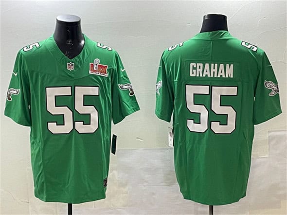 Philadelphia Eagles #55 Brandon Graham Green 2025 Super Bowl LIX Patch F.U.S.E. Throwback Vapor Untouchable Limited Stitched Jersey
