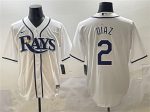 Tampa Bay Rays #2 Yandy D¨ªaz White Cool Base Stitched Jersey