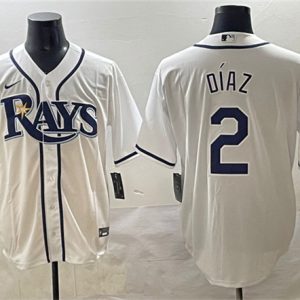 Tampa Bay Rays #2 Yandy D¨ªaz White Cool Base Stitched Jersey