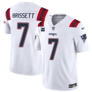 New England Patriots #7 Jacoby Brissett White 2024 F.U.S.E. With 2-Star C Patch Vapor Limited Stitched Jersey