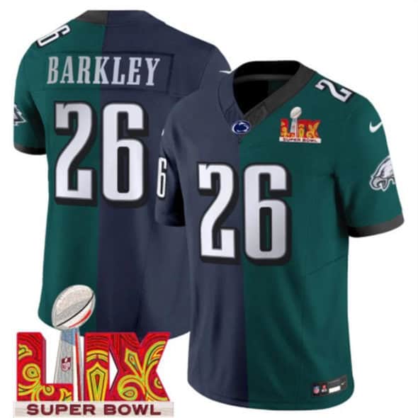Philadelphia Eagles #26 Saquon Barkley Green Navy 2025 Super Bowl LIX Patch F.U.S.E. Vapor Untouchable Limited Stitched Jersey