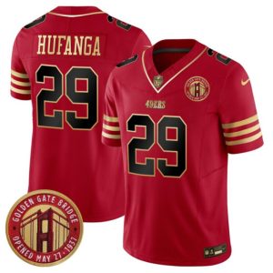 San Francisco 49ers #29 Talanoa Hufanga Red F.U.S.E. Golden Gate Bridge Patch Balck Scarlet Vapor Limited Stitched Jersey