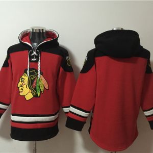 Chicago Blackhawks Blank Red Lace-Up Pullover Hoodie
