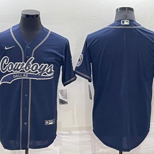 Dallas Cowboys Blank Navy Cool Base Stitched Baseball Jersey