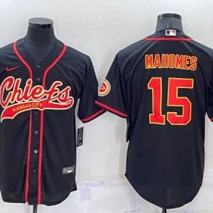 Kansas City Chiefs #15 Patrick Mahomes Black Cool Base Stitched Baseball Jersey