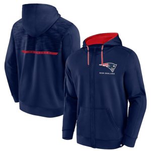 New England Patriots Navy Defender Evo Full-Zip Hoodie