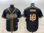 New Orleans Saints #13 Michael Thomas Black Team Big Logo With Patch Cool Base Stitched Baseball Jersey