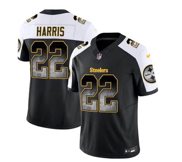 Pittsburgh Steelers #22 Najee Harris Black White 2023 F.U.S.E. Smoke Vapor Untouchable Limited Stitched Jersey