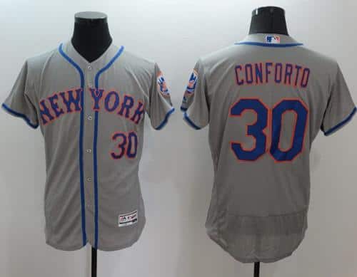Mets #30 Michael Conforto Grey Flexbase Authentic Collection Stitched Jersey