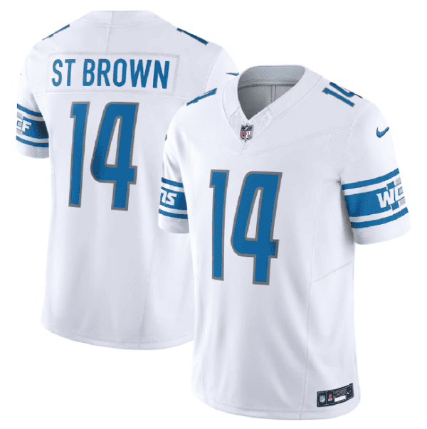 Detroit Lions #14 Amon-Ra St. Brown White 2023 F.U.S.E. Vapor Untouchable Limited Stitched Jersey