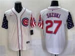 Chicago Cubs #27 Seiya Suzuki White 2025 Independence Day Vapor Premier Limited Stitched Jersey