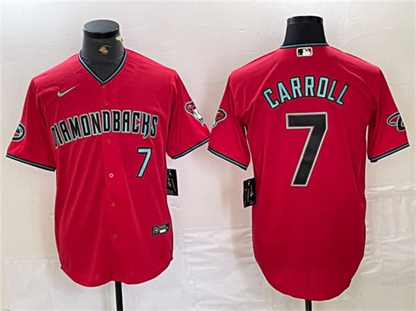 Arizona Diamondbacks #7 Corbin Carroll Red With Patch Cool Base Stitched Jersey