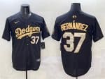 Los Angeles Dodgers #37 Teoscar Hernandez Black Gold Limited Stitched Jersey
