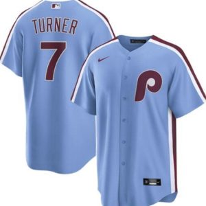Philadelphia Phillies #7 Trea Turner Blue Cool Base Stitched Jersey