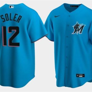 Miami Marlins #12 Jorge Soler Blue Cool Base Stitched Jersey