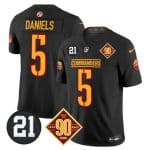 Washington Commanders #5 Jayden Daniels Black F.U.S.E. 90th Sean Taylor Patch Vapor Limited Football Stitched Jersey