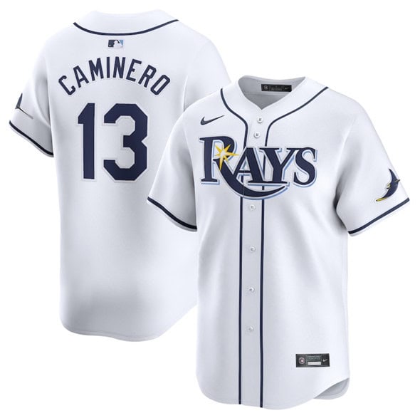Tampa Bay Rays #13 Junior Caminero White 2024 Home Limited Stitched Jersey