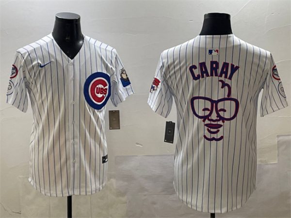 Chicago Cubs White Harry Caray 'Holy Cow' Patch Limited Stitched Jersey