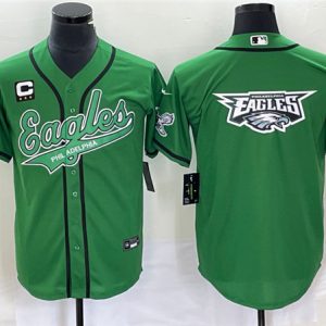 Philadelphia Eagles Green With C Patch Team Big Logo Cool Base Stitched Jersey