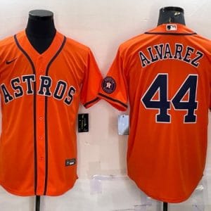 Houston Astros #44 Yordan Alvarez Orange With Patch Cool Base Stitched Jersey