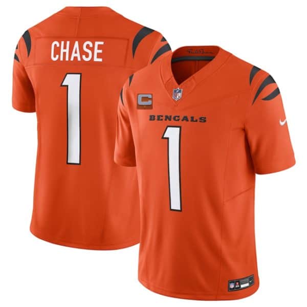 Cincinnati Bengals #1 Ja'Marr Chase Orange 2025 F.U.S.E. With 1-Star C Patch Vapor Untouchable Limited Stitched Jersey