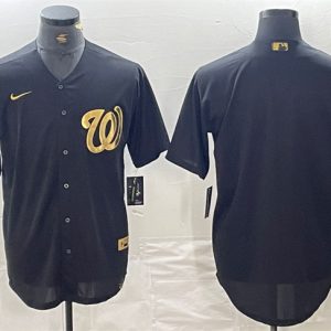 Washington Nationals Blank Black Logo Cool Base Stitched Jersey