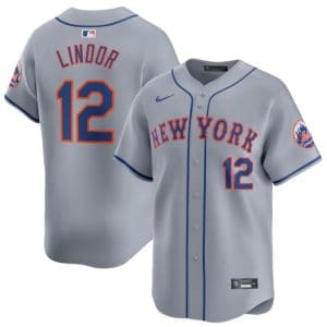 New York Mets #12 Francisco Lindor 2024 Gray Away Limited Stitched Jersey
