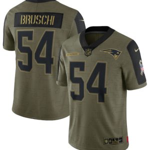 New England Patriots #54 Tedy Bruschi 2021 Olive Salute To Service Limited Stitched Jersey