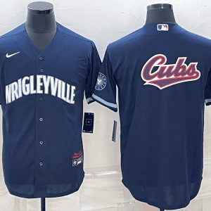 Chicago Cubs Navy Team Big Logo Cool Base Stitched Jersey