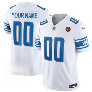 Detroit Lions Custom White 2023 F.U.S.E. With John Madden Patch Vapor Limited Stitched Jersey