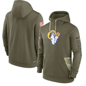 Los Angeles Rams 2022 Olive Salute To Service Therma Performance Pullover Hoodie