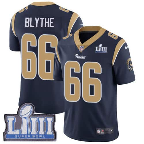Los Angeles Rams #66 Austin Blythe Navy Blue Super Bowl LIII Vapor Untouchable Limited Stitched Jersey