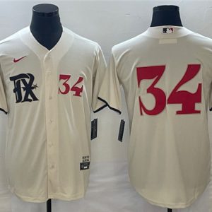 Texas Rangers #34 Nolan Ryan Cream 2023 City Connect With Patch Stitched Jersey
