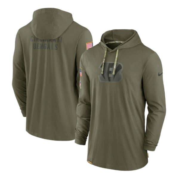 Cincinnati Bengals 2022 Olive Salute To Service Tonal Pullover Hoodie