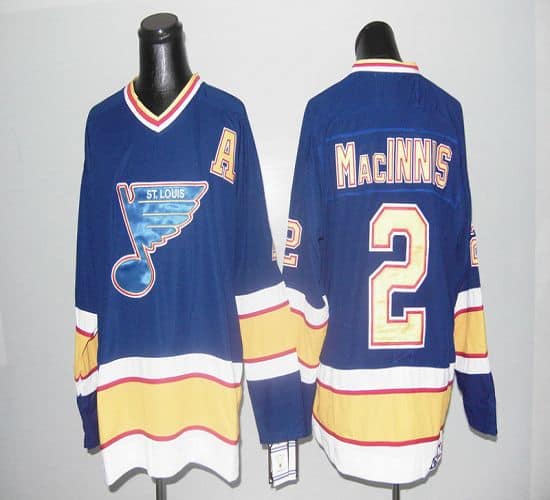Blues CCM Throwback #2 Macinnis Blue Stitched Jersey