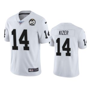 Raiders #14 DeShone Kizer White 100th Season With 60 Patch Vapor Limited Stitched Jersey