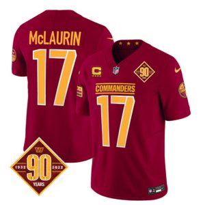 Washington Commanders #17 Terry McLaurin Burgundy 2023 F.U.S.E. With 4-Star C Patch 90th Anniversary Vapor Limited Stitched Jersey